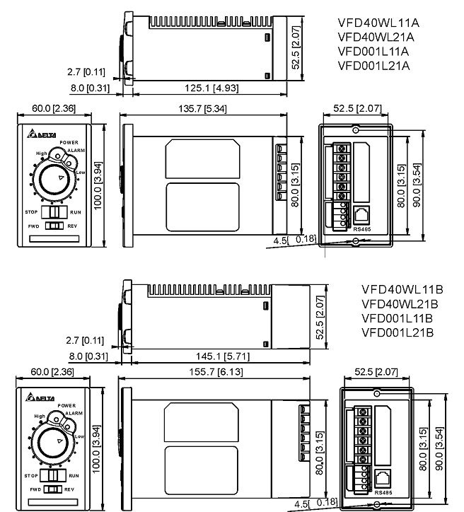 Размеры vfd-l