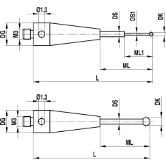 M3 рубиновый шарик Ø2 мм, стержень из карбида вольфрама, L 20 мм, ML 11 мм, для систем ZEISS A-5004-1861