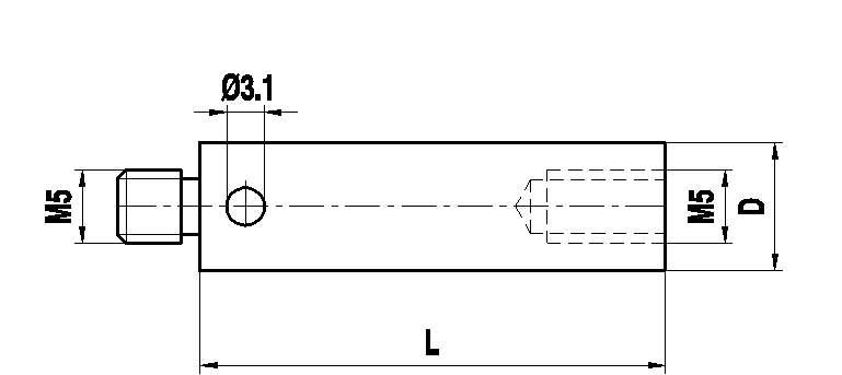 M5 алюминиевый удлинитель щупа, L 80 мм, D 11 мм, для систем ZEISS A-5555-0133